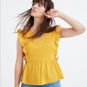 NWT Madewell Side-Tie Ruffle Peplum Top